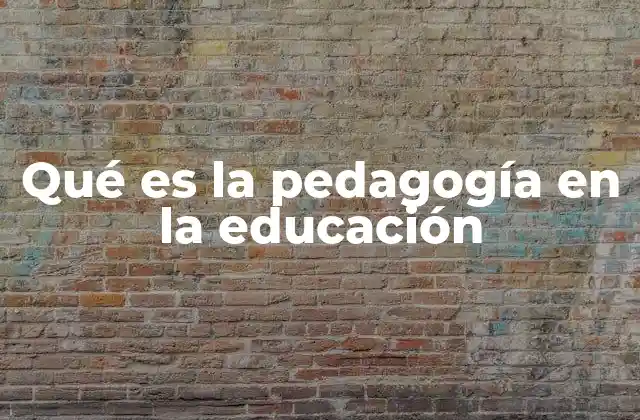 Qué es la Pedagogía en la Educación