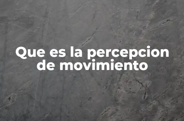 Que es la Percepcion de Movimiento