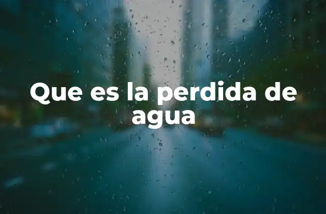 Que es la Perdida de Agua