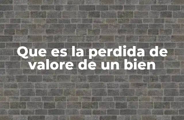 Que es la Perdida de Valore de un Bien