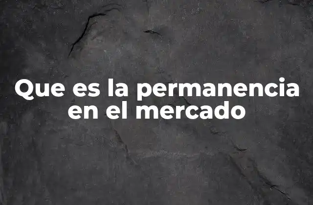 Que es la Permanencia en el Mercado