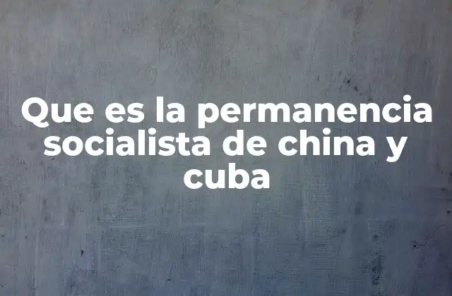 Que es la Permanencia Socialista de China y Cuba