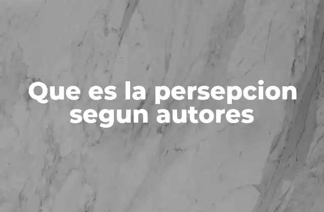 Que es la Persepcion Segun Autores