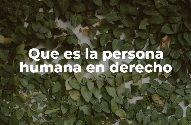 Que es la Persona Humana en Derecho