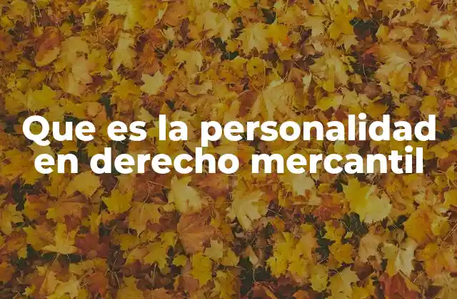 Que es la Personalidad en Derecho Mercantil