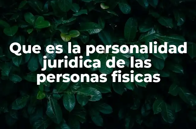 Que es la Personalidad Juridica de las Personas Fisicas