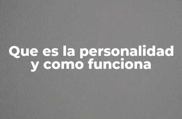 Que es la Personalidad y como Funciona