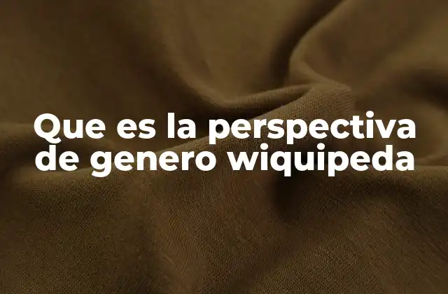 Que es la Perspectiva de Genero Wiquipeda