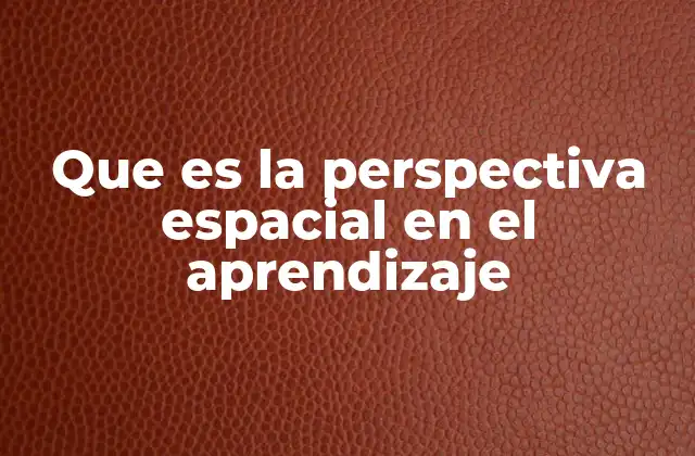 El papel de la perspectiva espacial en la educación formal