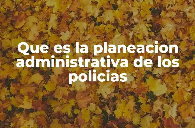Que es la Planeacion Administrativa de los Policias