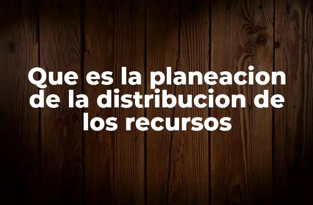 Que es la Planeacion de la Distribucion de los Recursos