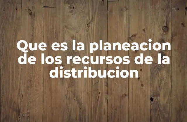 Que es la Planeacion de los Recursos de la Distribucion