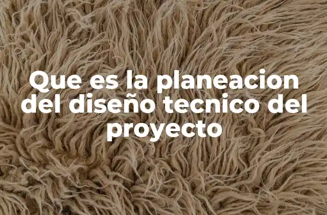 Que es la Planeacion Del Diseño Tecnico Del Proyecto