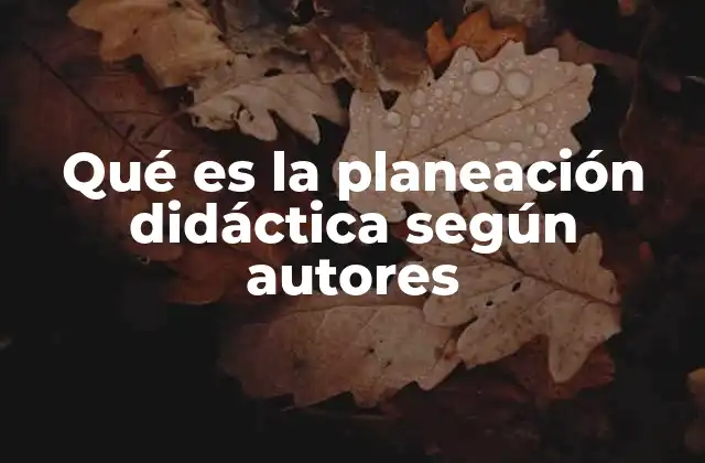 Qué es la Planeación Didáctica según Autores