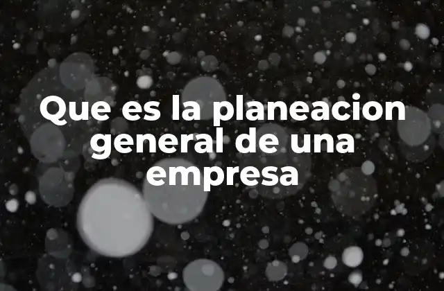 Que es la Planeacion General de una Empresa