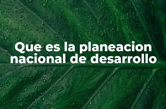 Que es la Planeacion Nacional de Desarrollo