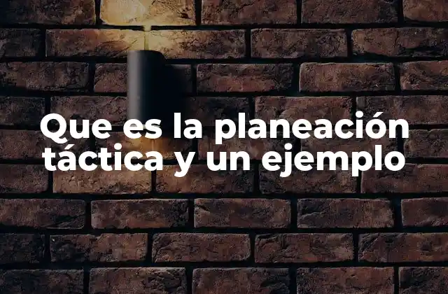 Que es la Planeación Táctica y un Ejemplo