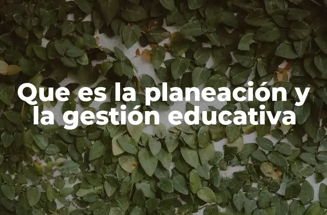 Que es la Planeación y la Gestión Educativa