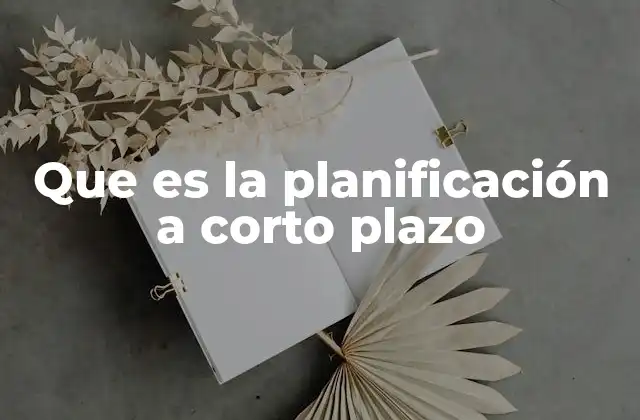 Que es la Planificación a Corto Plazo