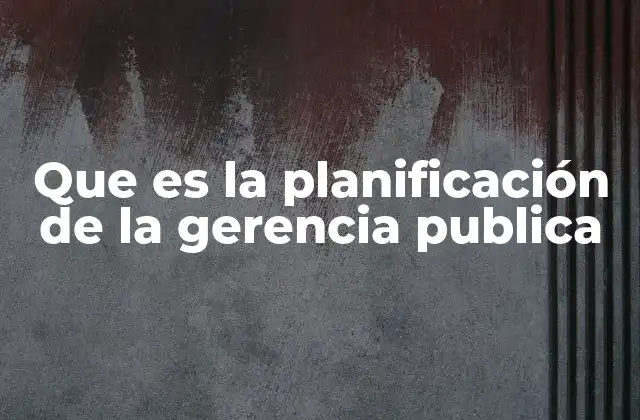 Que es la Planificación de la Gerencia Publica