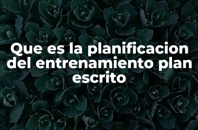 Que es la Planificacion Del Entrenamiento Plan Escrito