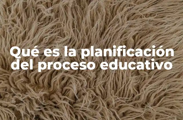 Qué es la Planificación Del Proceso Educativo