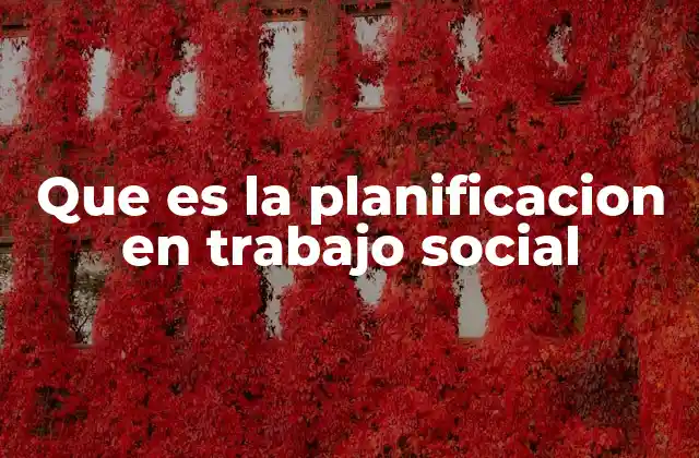 Que es la Planificacion en Trabajo Social