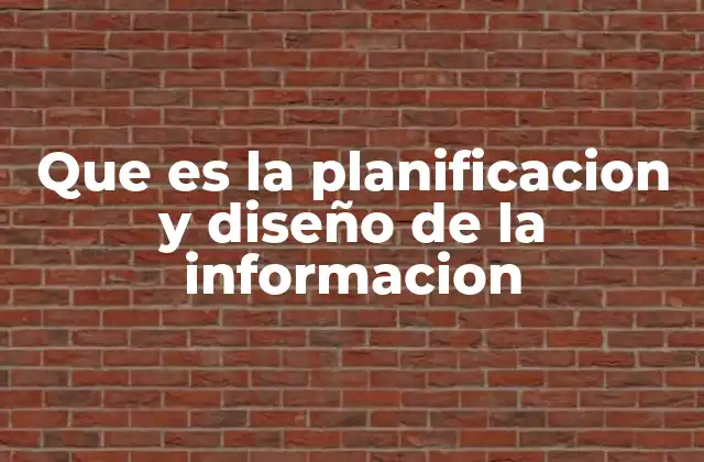 Que es la Planificacion y Diseño de la Informacion