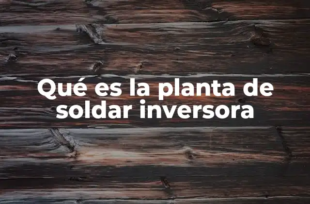 Qué es la Planta de Soldar Inversora