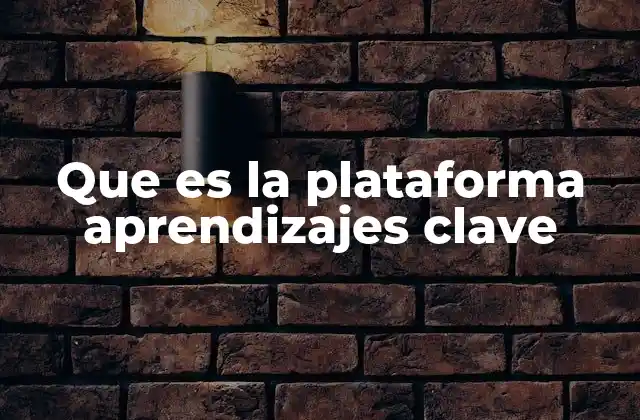 Que es la Plataforma Aprendizajes Clave