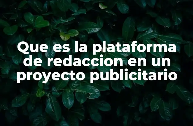 Que es la Plataforma de Redaccion en un Proyecto Publicitario