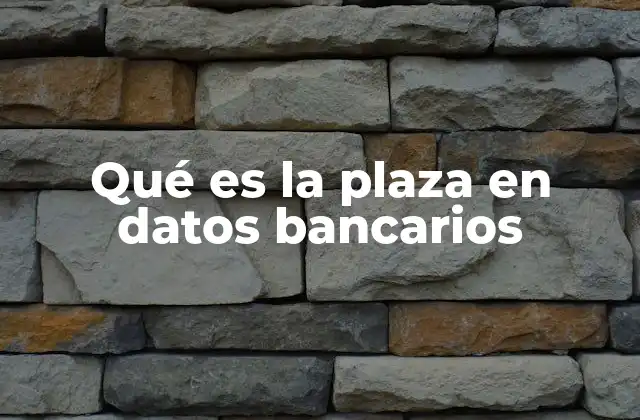 Qué es la Plaza en Datos Bancarios