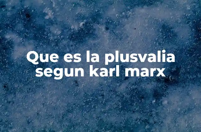 Que es la Plusvalia Segun Karl Marx