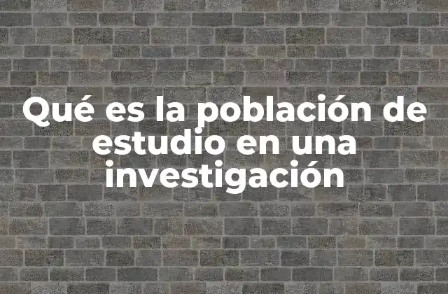 Qué es la Población de Estudio en una Investigación