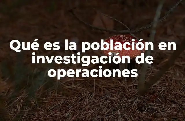 Qué es la Población en Investigación de Operaciones 2 La importancia de definir correctamente una población en los modelos de investigación de operaciones