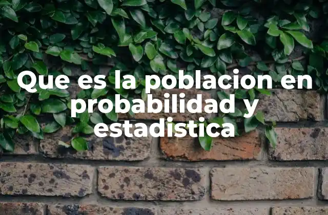 Que es la Poblacion en Probabilidad y Estadistica