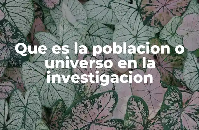 Que es la Poblacion o Universo en la Investigacion