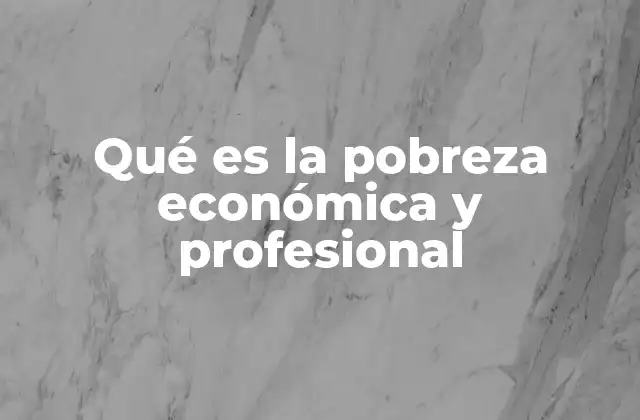 Qué es la Pobreza Económica y Profesional