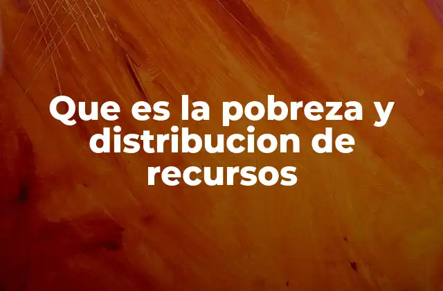 Que es la Pobreza y Distribucion de Recursos 2 La relación entre la desigualdad y el acceso a los bienes esenciales
