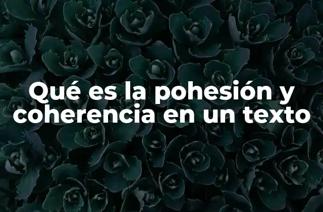Qué es la Pohesión y Coherencia en un Texto