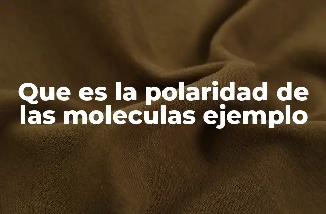 Que es la Polaridad de las Moleculas Ejemplo
