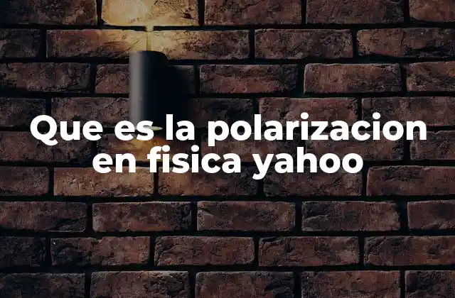 Que es la Polarizacion en Fisica Yahoo