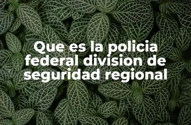 Que es la Policia Federal Division de Seguridad Regional