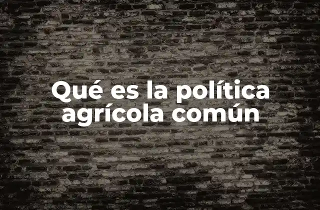 Qué es la Política Agrícola Común