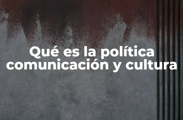 Qué es la Política Comunicación y Cultura