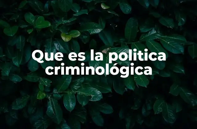 Que es la Politica Criminológica 2 La intersección entre ciencia y gobierno en la gestión del delito