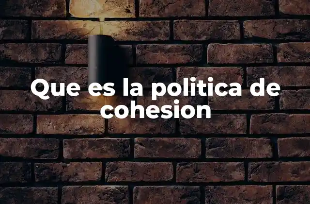 Que es la Politica de Cohesion