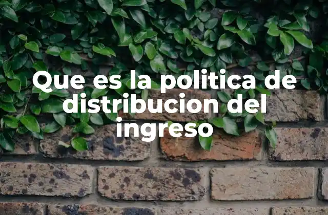 Que es la Politica de Distribucion Del Ingreso