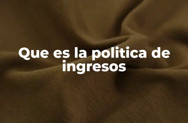 Que es la Politica de Ingresos