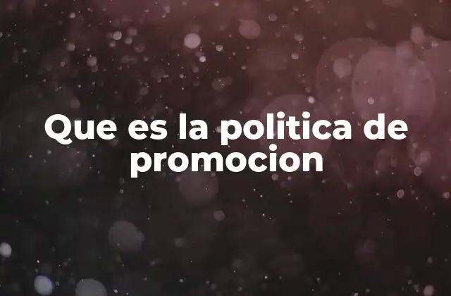 Que es la Politica de Promocion